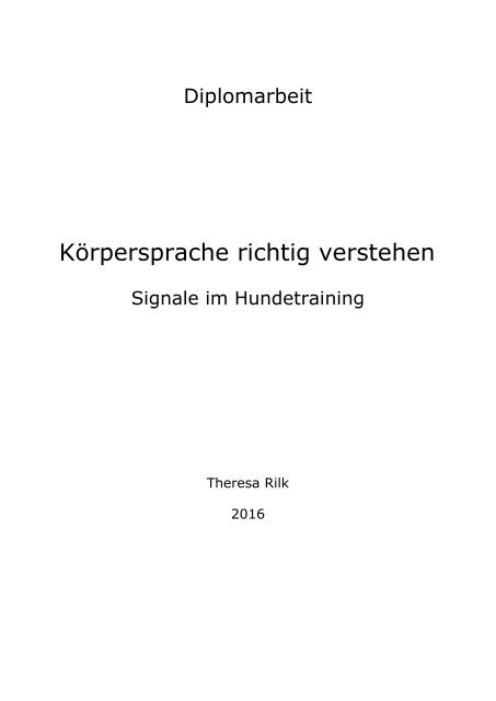 Diplomarbeit Körpersprache Hund - 