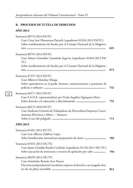 JURISPRUDENCIA RELEVANTE DEL TRIBUNAL CONSTITUCIONAL
