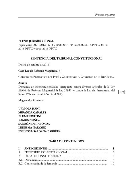 JURISPRUDENCIA RELEVANTE DEL TRIBUNAL CONSTITUCIONAL