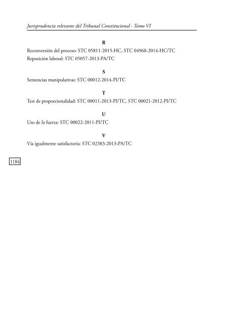 JURISPRUDENCIA RELEVANTE DEL TRIBUNAL CONSTITUCIONAL