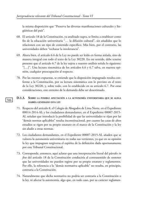 JURISPRUDENCIA RELEVANTE DEL TRIBUNAL CONSTITUCIONAL