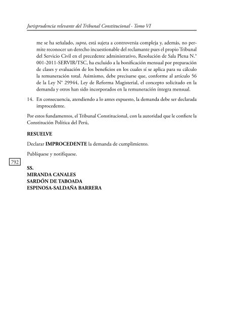 JURISPRUDENCIA RELEVANTE DEL TRIBUNAL CONSTITUCIONAL