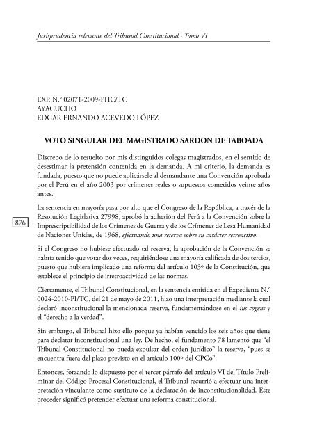 JURISPRUDENCIA RELEVANTE DEL TRIBUNAL CONSTITUCIONAL