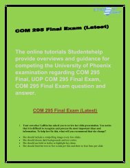 Studentehelp : COM 295 Final Exam | COM 295 Final Exam Question and Answers