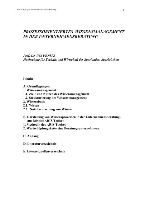 PROZESSORIENTIERTES WISSENSMANAGEMENT IN DER ...