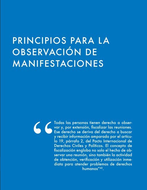 DIRECTRICES PARA LA OBSERVACIÓN DE MANIFESTACIONES Y PROTESTAS SOCIALES