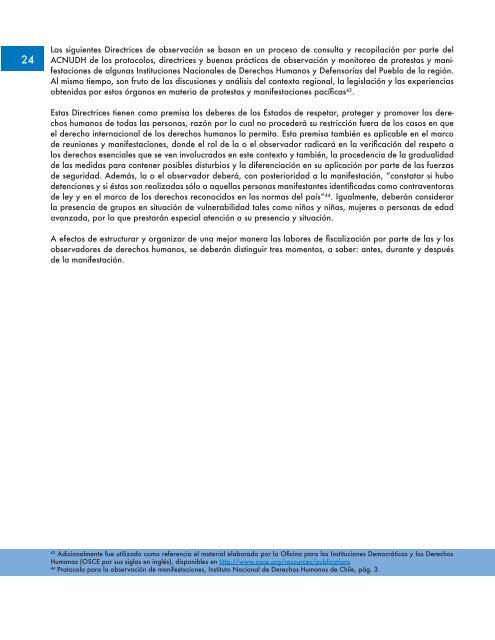 DIRECTRICES PARA LA OBSERVACIÓN DE MANIFESTACIONES Y PROTESTAS SOCIALES