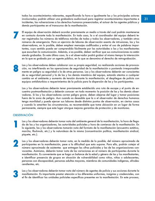 DIRECTRICES PARA LA OBSERVACIÓN DE MANIFESTACIONES Y PROTESTAS SOCIALES