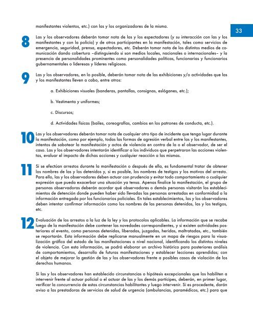 DIRECTRICES PARA LA OBSERVACIÓN DE MANIFESTACIONES Y PROTESTAS SOCIALES