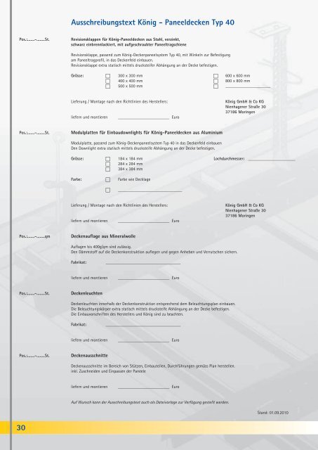 PANEELDECKENSYSTEME - KÖNIG GmbH & Co KG