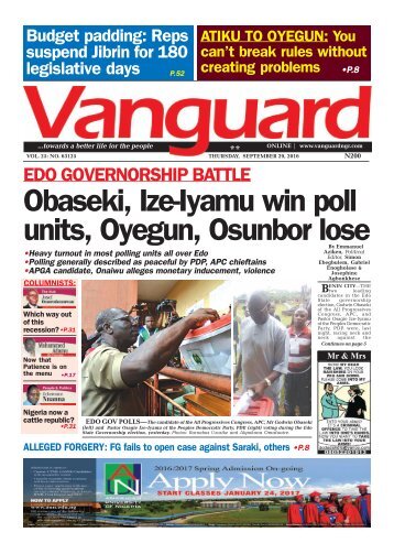 EDO GOVERNORSHIP BATTLE: Obaseki, Ize-Iyamu win poll units, Oyegun, Osunbor lose
