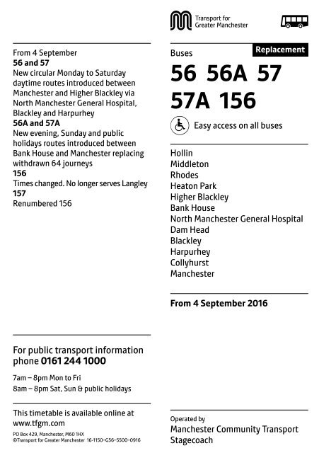 156 Bus Route Timetable 56 56A 57 57A 156