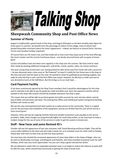 Sheepwash Chronicle Autumn 2016 edition