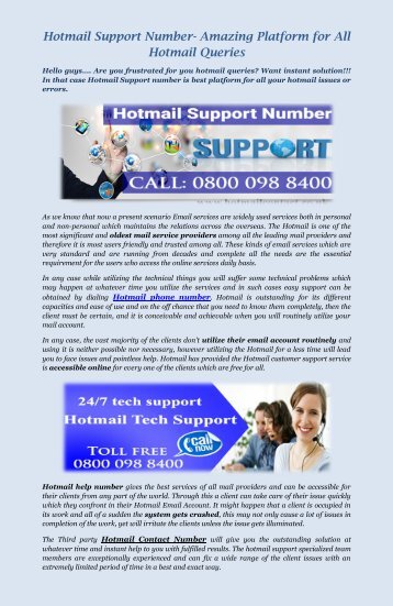 Hotmail Support Number for all queries