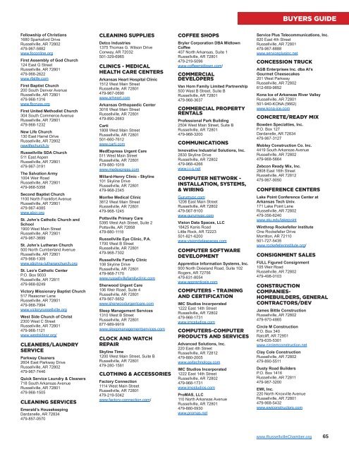 Russellville Area Chamber of Commerce Community Profile and Membership Directory