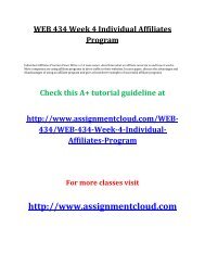 WEB 434 Week 4 Individual Affiliates Program