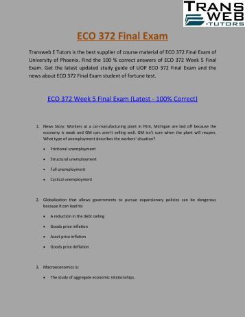 eco 372 final exam free essay Eco 372 week 1 dq 1 using the bureau of labor statistics best essay writing service and custom writing service company eco 372 final exam guide. eco 372 final exam free essay Eco 372 week 1 dq 1 using the bureau of labor statistics best essay writing service and custom writing service company eco 372 final exam guide.