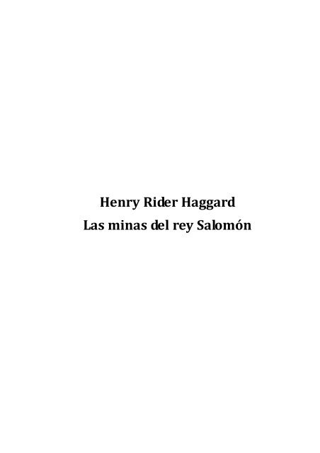 Henry Rider Haggard-Las minas del rey salomón