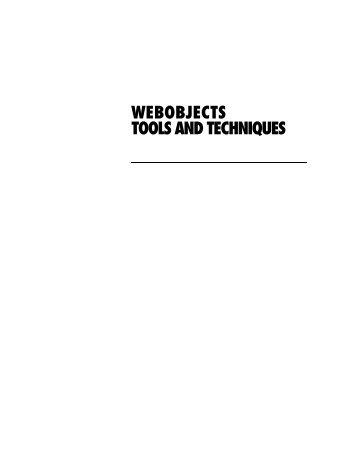 Apple WebObjects 3.5 Tools And Techniques (Manual) - WebObjects 3.5 Tools And Techniques (Manual)