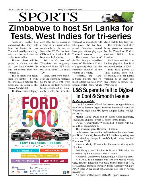 Caribbean Times 5th Issue - Friday 30th September 2016