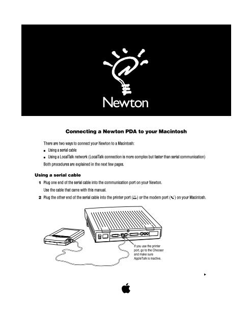 Apple Newton MessagePad - Connecting a Newton PDA to your Macintosh - Newton MessagePad - Connecting a Newton PDA to your Macintosh