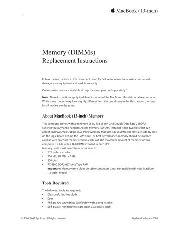 Apple MacBook (13 inch) - Memory Replacement Instructions - MacBook (13 inch) - Memory Replacement Instructions