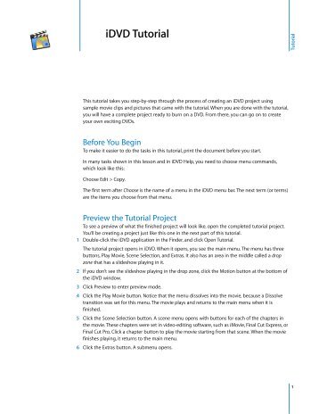 Apple iDVD 4 Tutorial (Manual) - iDVD 4 Tutorial (Manual)