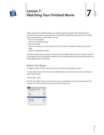 Apple iMovie Tutorial; Lesson #7 - iMovie Tutorial; Lesson #7