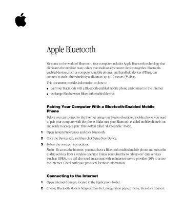 Apple Apple Bluetooth Manual - Apple Bluetooth Manual
