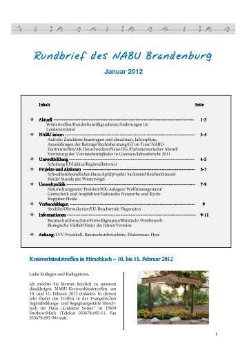 Rundbrief des NABU Brandenburg Januar 2012 - NABU-Netz