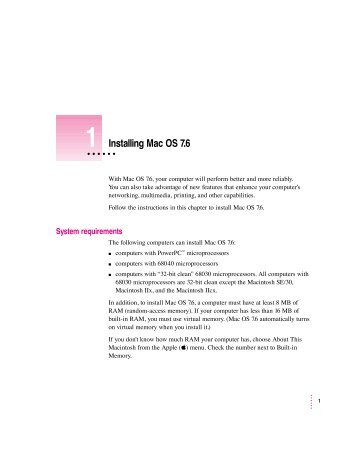 Apple Mac OS 7.6 - Installation Manual - Mac OS 7.6 - Installation Manual