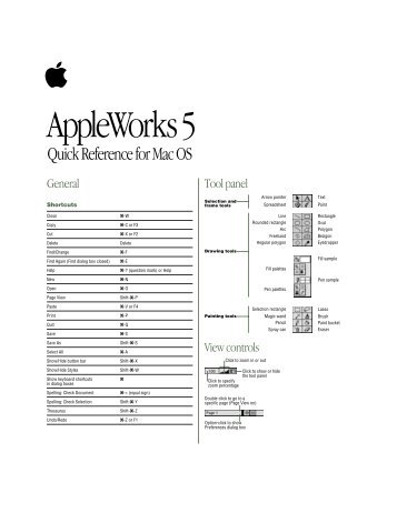 Apple AppleWorks 5: Quick Reference for Mac OS (Manual) - AppleWorks 5: Quick Reference for Mac OS (Manual)