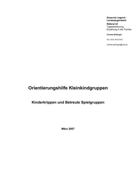 Orientierungshilfe Kleinkindgruppen Kinderkrippen und Betreute ...