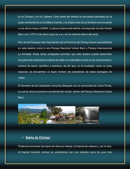 Desarrollo Turístico de la Provincia de Chiriquí