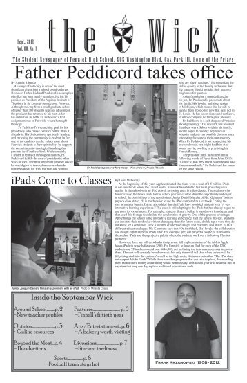 Father Peddicord takes office - Fenwick High School