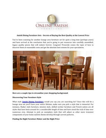 Amish Dining Furniture Sets - Secrets of Buying the Best Quality at the Lowest Price