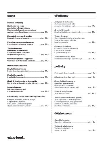 Menu Smíchov česky