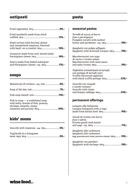 Menu english