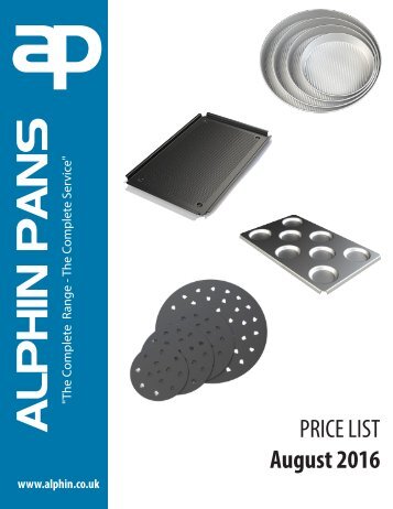 Alphin Pans Price List August 2016