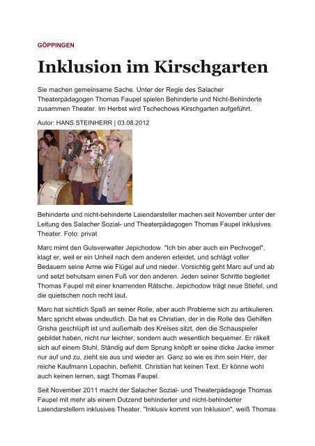 Inklusion im Kirschgarten - Thomas Faupel