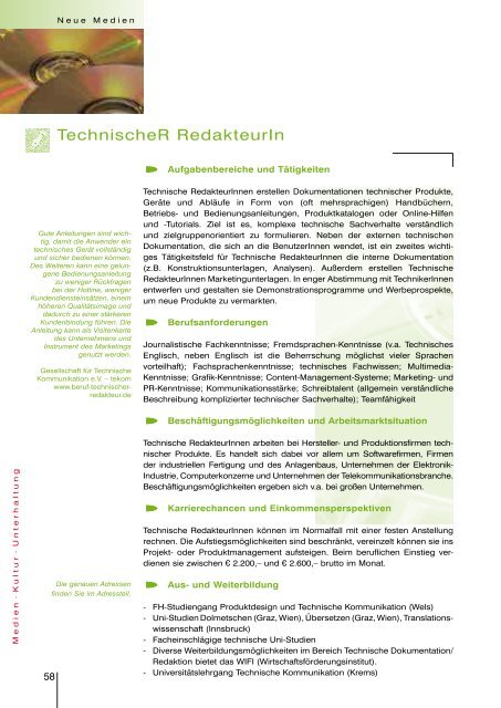 Jobs mit Zukunft, Medien, Kultur, Unterhaltung - Arbeitsmarktservice ...