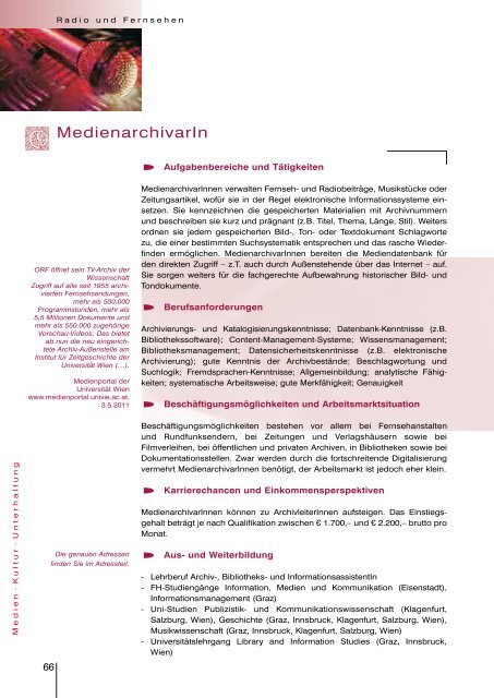 Jobs mit Zukunft, Medien, Kultur, Unterhaltung - Arbeitsmarktservice ...