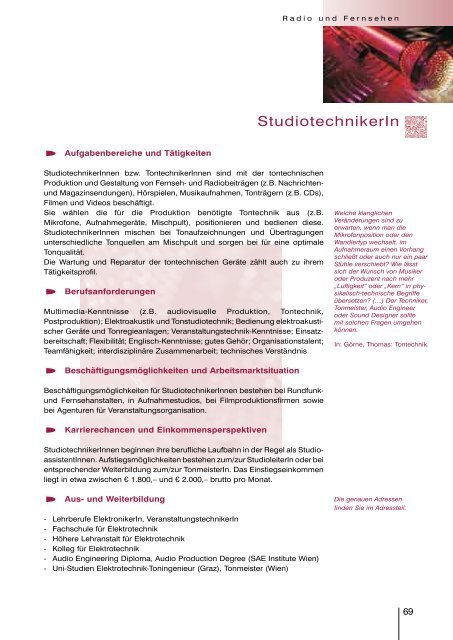 Jobs mit Zukunft, Medien, Kultur, Unterhaltung - Arbeitsmarktservice ...