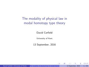 The modality of physical law in modal homotopy type theory