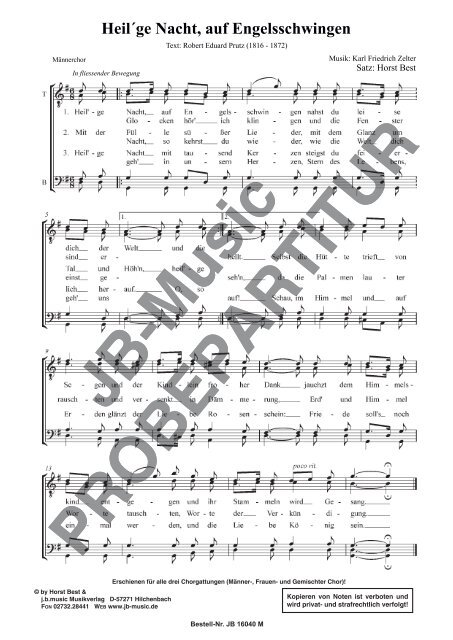 Heil'ge Nacht, auf Engelsschwingen (TTBB, SATB, SSA)