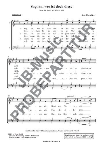 Sagt an, wer ist doch diese (TTBB, SATB, SSA)