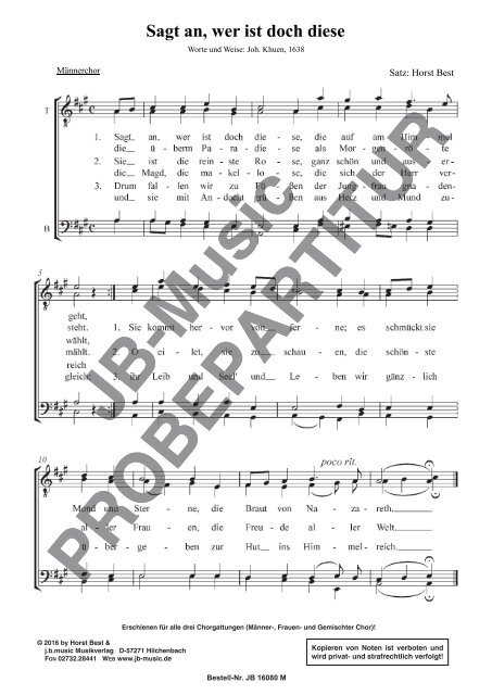 Sagt an, wer ist doch diese (TTBB, SATB, SSA)