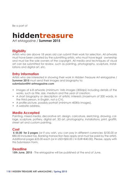 Hidden Treasure Art eMagazine / Spring  MARCH 2015