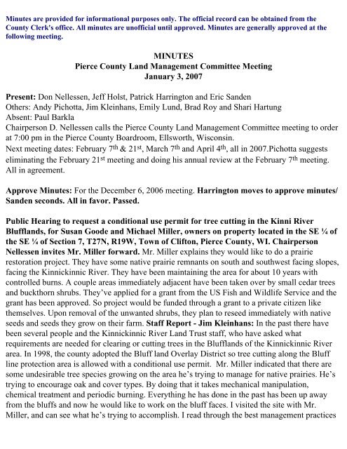 Minutes 1-3-07 - Pierce County Home Page