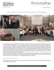 Iluminating Hope - The Newsletter of the MD Anderson Morgan Welch IBC Research Program and Clinic  - Issue 10 Sept 2016